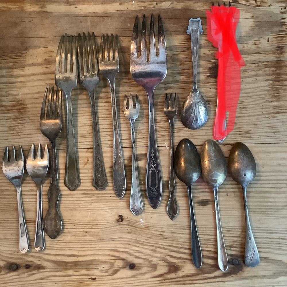 Antique Vintage Mismatched Silver Plate Flatware Pieces